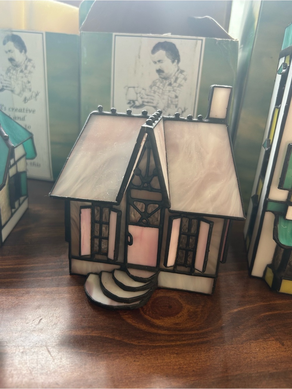 Stained Glass Cottage Accent - Pink